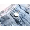 Summer Thin Denim Shorts, Torn Middle Korean Version, Loose Straight Print, Men's Cropped Pants, Trendy Pants