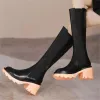 Bot Chelsea kadın botları yuvarlak ayak parmağı renk orta topuk slipon kısa bayan gumots moda kare topuk kneehigh kadın ayakkabıları