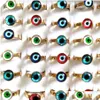 Solitaire Ring 20st/Lot Womens Mens Punk Gothic Evils Eye Cool Design Gold rostfritt stål Style Mix Eyeball Demon Eyed Luc Dhgarden Dhg5a