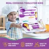 KIDSTIR Sets 34 Piece Real with Organizer Carrying Case, Utensils Girls Boys Kid Cooking Gift and Baking Set for Kids