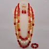 Necklace Earrings Set 32inches Long White Coral Beads Jewelry Nigerian Wedding African Bridal