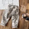 Mode Jongens cashew bedrukte jeans INS kids luipaard riem Elastische taille broek kinderen katoenen casual broek S1256