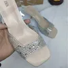 Cheap Store 90% Off Wholesale Za2024 Womens Shoes Transparent Pvc Explosion Sparkling Water Diamond Pearl High Heels Sandals Square Toe Open Ladies Style