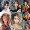 Piece Pageup Short Synthetic Wigs for Women Curly Topper for Black Women 3 Clips Short Toupee Hairpieces Party Cosplay Wigs