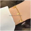 Charm Bracelets Ins Fine Luxury Designer Chain Bracelet Jewelry Simple Vintage Gold Plated Letter Tassel For Women Drop Delivery Dhzan