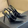 Slingback Pumps Crocodile Embossed Women Shoes Stiletto Heel Dress Shoes Office Luxury Designer Shoes Square Pointed Toe Calfskin Sandals