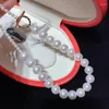 Collana a catena semplice con pendenti con dimensioni miste, perla bianca naturale, chiusura placcata oro, può personalizzare la lunghezza della sposa da donna