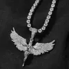 Jewelry Neutral Style Gold Studded Angel Wings Men and Women Rap Hip-hop Necklace