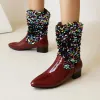 Boots Lasyarrow Sparking Colorful Sequined Boots Women Sequin Bling Glitter Party Shoes Autumn Winter Ladies Short Boots New