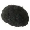 Toupees jet black afro kinky encaracolado 100% peruca de cabelo humano para áfrica homens americanos fora da pele preta base 6mm sistema de prótese de cabelo encaracolado