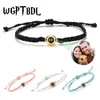 WGPTBDL Bracciale intrecciato in acciaio inossidabile Bracciale personalizzato Collana con proiezione personalizzata Personalità Commemorativo Regalo per la festa del papà 240320