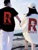 R And Star Letter Print Summer Fashion Men Women Street Hip Graphic Tshirts Cotton Casual Loose Short Sleeve Tshirt Top 240313