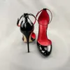 Dress Shoes Ankle Strapy Buckle Black Women Pumps Round Toe High Heel Party Pointy Ladies Wedding Big Size 33-45