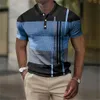 Polo da uomo 3d stampa a righe verticali Abbigliamento da uomo di alta qualità Estate Casual maniche corte Street Cool Tops Tees 240313