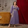 Ethnic Clothing Women's Plus Size Maxi Dresses 2024 Summer Appliques Elegant Abaya Long Sleeve Muslim Turkey Evening Party Festival