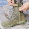 Shoes Ultralight Zipper Mountaineering Hiking Boots Mens Field Training Desert Military Tactical Combat Boots High Top Work Army Boots