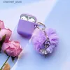 Earphone Accessories Ballet Pendant Earphone Case for AirPods 3 Cover with Circular Heart Plush Fluffy Keychain for AirPods 1 2 Pro Pro2 Fundaballety240322