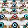 Solitaire Ring 20 stks/partij Dames Heren Punk Gothic Evils Eye Cool Design Goud Roestvrij Staal Stijl Mix Oogbol Demon Eyed Luc Dhgarden Dhg5A