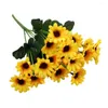 Fleurs décoratives 2 pièces bouquet de tournesol en plastique avec 24 tournesols artificiels décor de vie à la maison pour fête de mariage jardin café bureau bureau