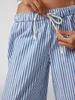 Pantalon Femme Femmes S Y2K Rayé Jambe Large Casual Comfy Cordon Taille Élastique Pyjama Loungerwear