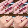 Cluster Rings 1 Ruby 7x5mm Style 925 Sterling Sier Ring for Women Justerbar storlek med certifikat släppleverans smycken otdbi