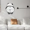 Relojes de pared Reloj con forma de panda de madera Decoración colgante Moderno con pilas para dormitorio Oficina Multiusos