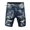 2019 Summer High Street Trendy Spring Split Handmålad färghål Patch Denim Shorts Men's