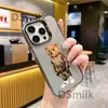 Trendy Bear Phone Case for iPhone 15 14 13 Pro 12 11 Pro Xs X XR Max Aurora Hard PC & TPU Cases Back Cover