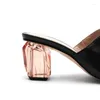 Sandals ENMAYER High Heeled Flip Flops Summer Fashion Personalized Crystal Heel Empty Slippers British Women's Catwalk Shoes