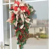 Decorative Flowers Christmas Door Wreath Handmade Plastic Hanging Ornaments American Style Half Face Tree Red Berries