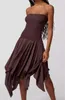 Casual jurken Mode Dames Midi-jurk Strapless Ruglooze Geplooid Onregelmatig Zomer Voor Club Party Huidvriendelijk S M L