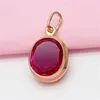 Chaînes 585 Plaqué Or Violet 14K Rose Incrusté Ovale Ruby Pendentif Collier Ras Du Cou Classique Simple Luxe Mariage Dames Bijoux