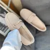 Casual Shoes 2024 Spring And Autumn Leather Slip On Cute Pearl Women's Flat Soft Bottom Driving