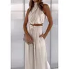 Women's Two Piece Pants Pieces Suit 2024 Summer Casual Sleeveless Crop Top And Wide Leg Outfits Fashion Mujer Regular Fit Pant Sets