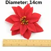 Flores decorativas 14cm favores de casamento decoração artificial fontes de festa poinsettia árvore de natal presente de natal glitter ornamento