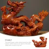 Sculptures Chinese Dragon Adornment Indoor Desktop Decor Statues Style Craft Office Figurine Wooden Animal Pear Ornament