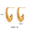 Stud Earrings 2024 18K Gold Plated Hollow Hook Shape Geometric Stainless Steel Waterproof Feamle For Women Girls Jewelry