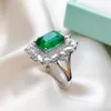 Anéis de cluster jóias s925 prata esterlina esmeralda verde gemstone anel vintage noiva incrustada marquise diamante casamento