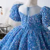 Sweet Pink Gold Blue White Purple Green Jewel Flower Girl Dresses Girl's Birthday Dresses Girls Party Skirt Girl Everyday dress Kids' Party Wear SZ 2-12 D322104