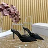 Sandals High Heels Shoes Slippers Sandalias Zapatillas Mujer Women Lady Designer Poined Toe Mules Mesh Crystal Bridal Wedding