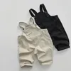 Vårbarn förlorar överaller baby flickor ärmlös jumpsuit småbarn pojkar solida mångsidiga rembyxor barn casual byxor 240307