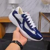 Sapatos de designer homens americas cup tênis de couro treinador patente plana preto azul malha náilon casual sapatos femininos