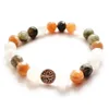 MG2082 Neues 8 mm geschnittenes Sonnenstein-Schneequarz-Labradorit-Armband, handgefertigter Baum des Lebens-Charm-Edelstein-Mix-Handgelenk-Yoga-Mala