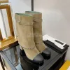 Botas mulheres joelhos botas altas cinto de corrente redonda de dedo do dedo do pé