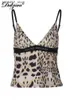 Basic Casual Jurken Dulzura Luipaardprint Spaghettibandjes Patchwork V-hals Croptop Glinsterende Strass 2023 Zomer Dames Feestclub Y2K Kleding Q240322