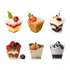 Gobelets jetables pailles en plastique, Mini bols de service carrés transparents pour Dessert, Mousse, Puddings, crème glacée, fruits, 50 pièces