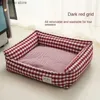 kennels pens Dog bed cat pet square grid kennel small and medium-sized dog sofa pet bed Y240322