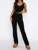 Kvinnor Pants Women Summer 2 Piece Outfits Ribbed Solid Color Sleeveless Tank Tops Pyjamas Set Loungewear