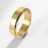 Bague rotative lisse en acier inoxydable Simple, anneaux de Couple rotatifs pour hommes et femmes, bijoux à la mode