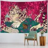 Tapisseries Tigre Art Tapisserie Animal Illustration Tenture Murale Tissu Décoration De La Maison Fond Dortoir Salon Chambre